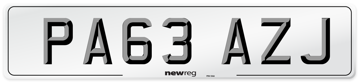 PA63 AZJ Number Plate from New Reg
